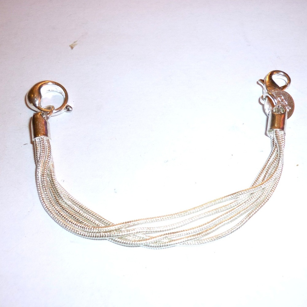 925 Sterling Silver Multi Strand Liquid Chain Necklace Bracelet Extender 3.25"